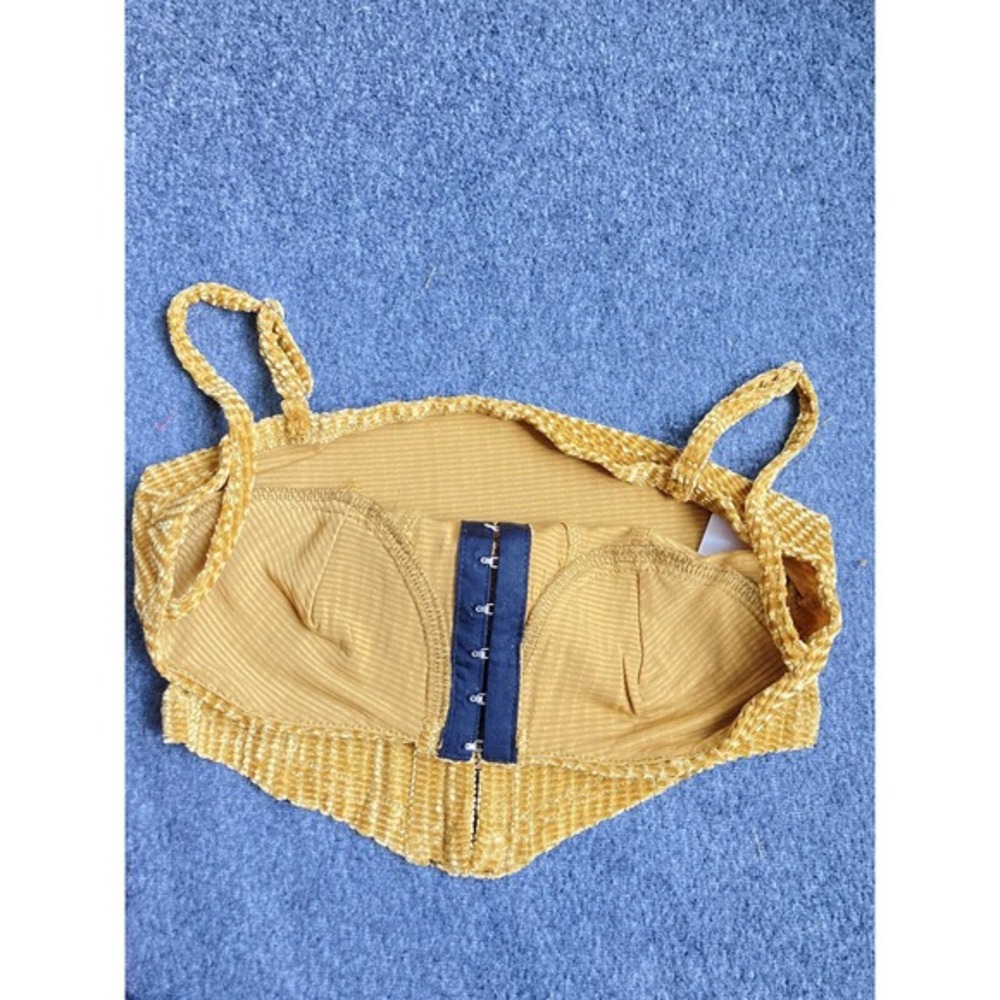 Corduroy Bustier Camisole Top XS Half-Cup‎ Design Adjustable Straps Retro New - Picture 6 of 6